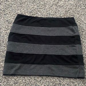 Small black and gray striped mini skirt